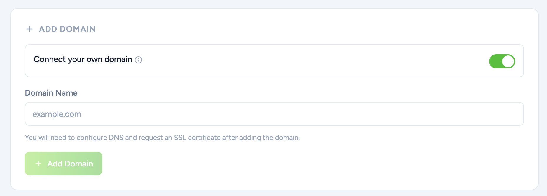 Adding a custom domain