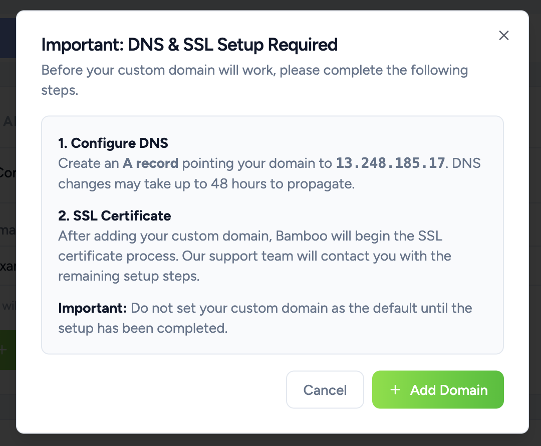 DNS & SSL setup