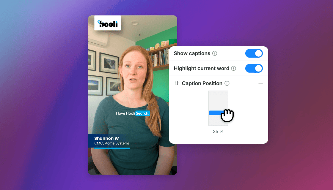 Captions panel in the Vocal Video editor