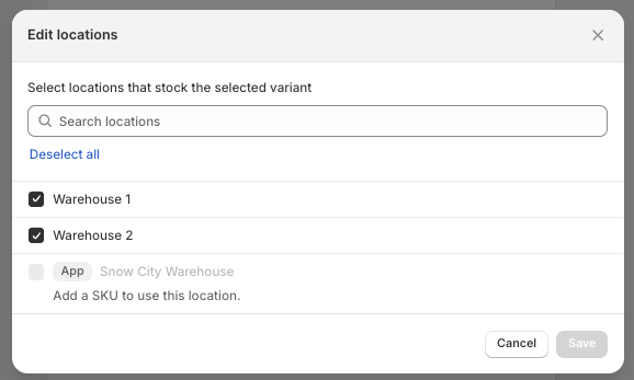 Shopify dialog showing 