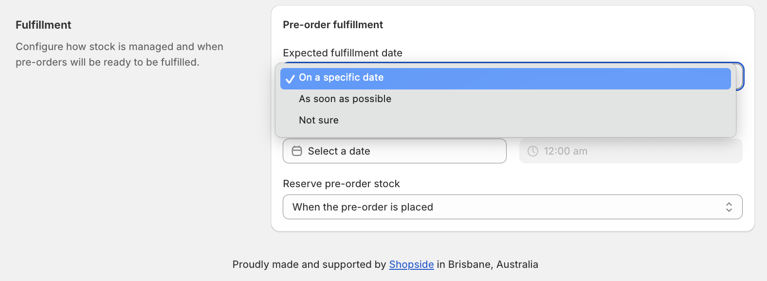 Early Bird campaign fulfillment settings showing Expected fulfillment date options: On a specific date, As soon as possible, and Not sure