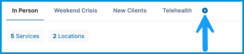 Schedule view with tabs for different schedules and an arrow pointing to the + icon for adding a new schedule.