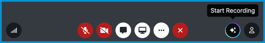 The telehealth toolbar showing a Start Recording button.