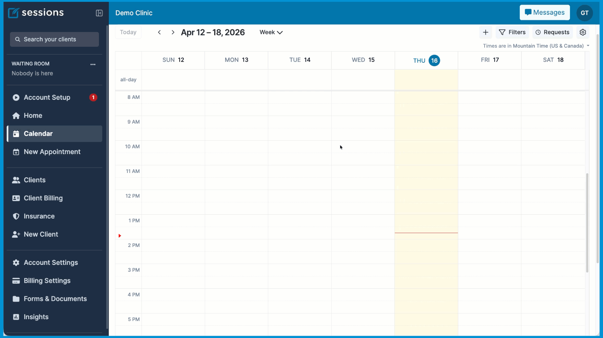 An animation showing a user clicking the plus icon on the calendar view to add a new client directly to the schedule.