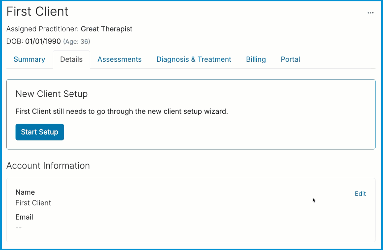 An animation showing a user clicking