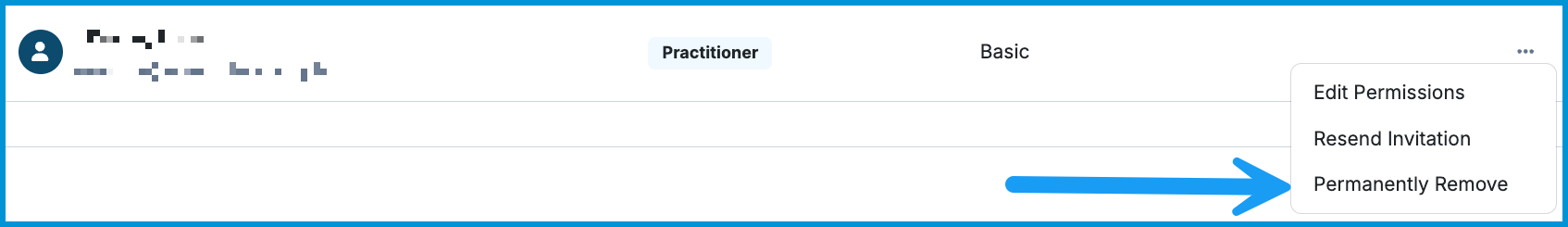 Image showing the option to Permanently Remove a member.