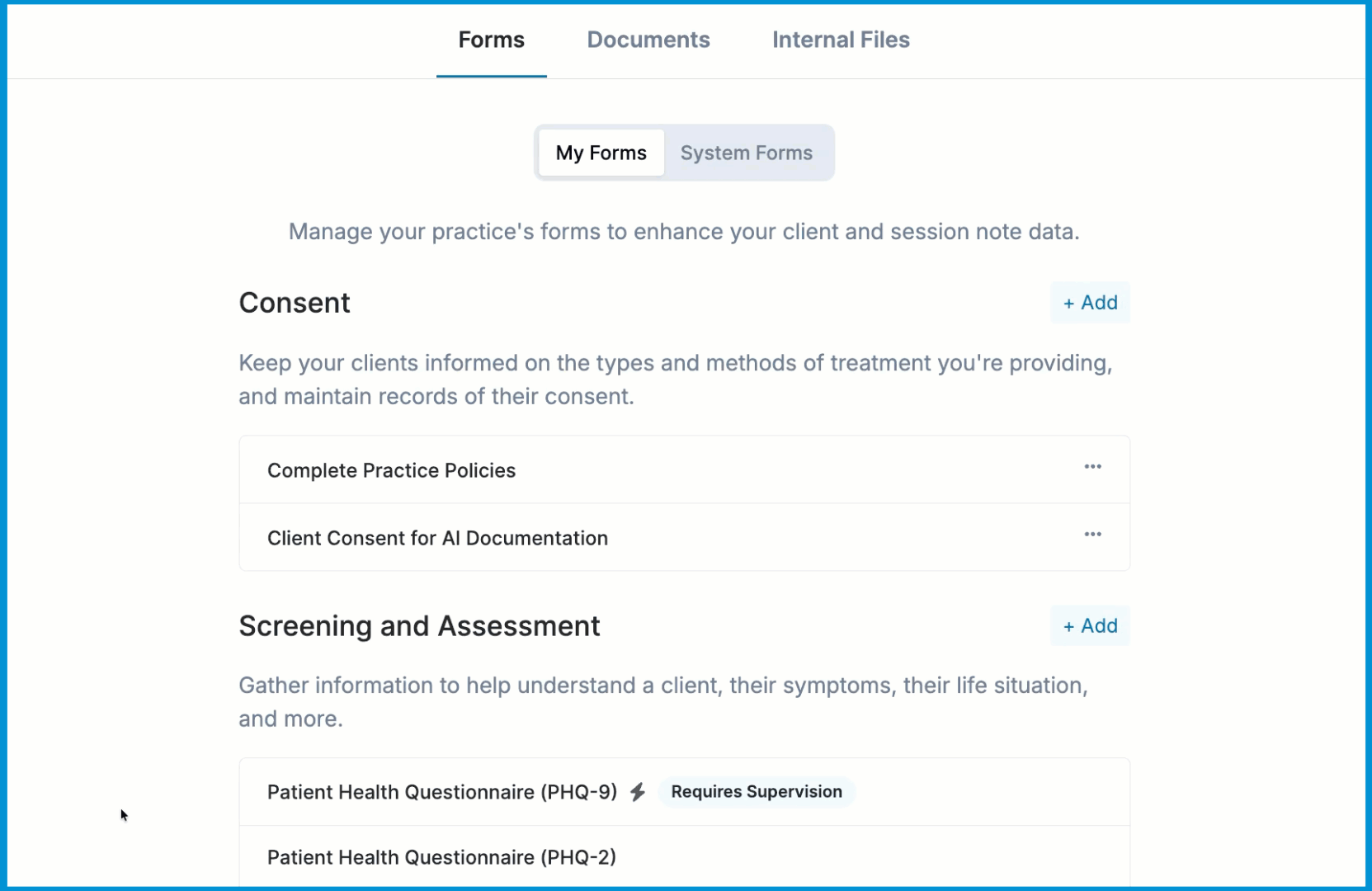 An animated GIF showing a user opening the settings for an assessment template and selecting the Require Supervision checkbox.