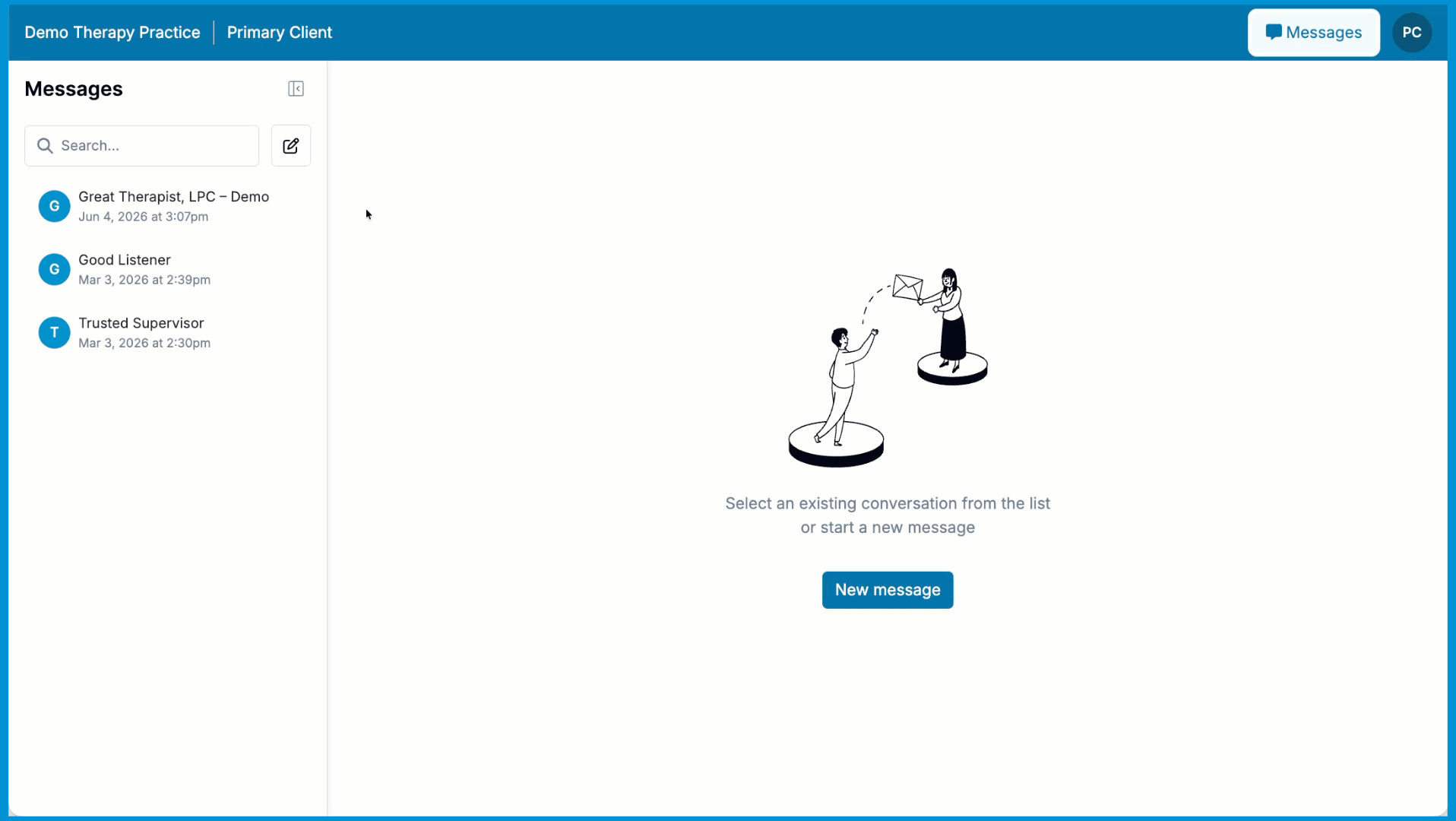 Animated GIF showing how to send a new message. 