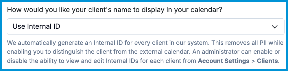 Drop-down menu asking