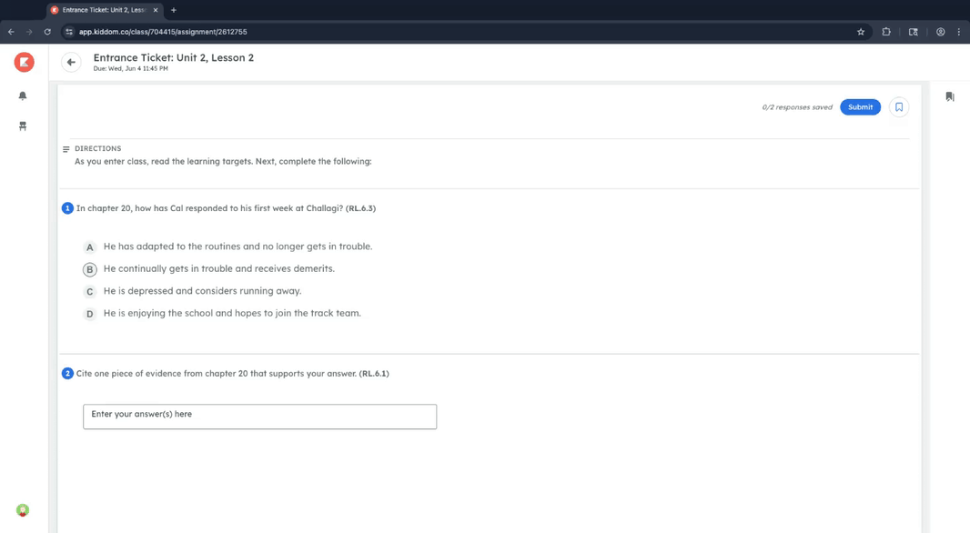 An animation showing how to bookmark an assignment by clicking on the bookmark button in the top right corner, adding a name and clicking Add. The animation also shows how to access, edit, and delete the bookmark.