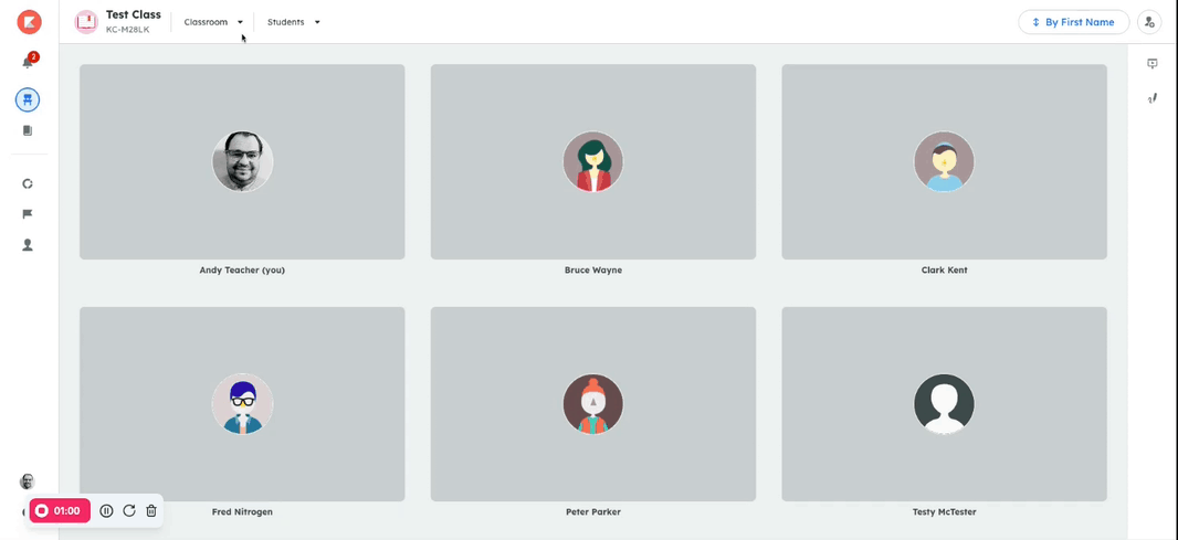 An animation showing a teacher navigating to their curriculum from their classroom page by using the Class Curriculum button in the drop-down menu.