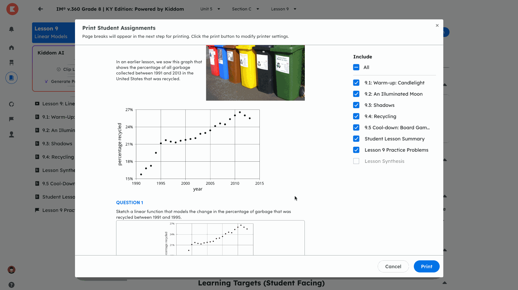 An animation showing a teacher adjusting the sizes of images using a double arrow icon in the bottom right corner of the image.
