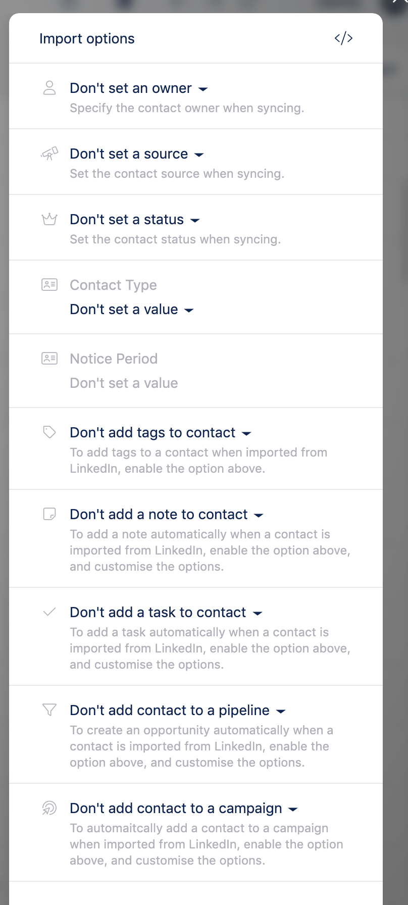 3.3.5 Import options