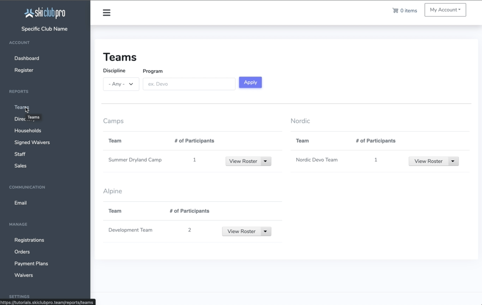 Remove Participant From A Roster Ski Club Pro Knowledge Base