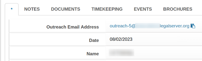 Partial screenshot of an outreach profile showing the Outreach Email Address