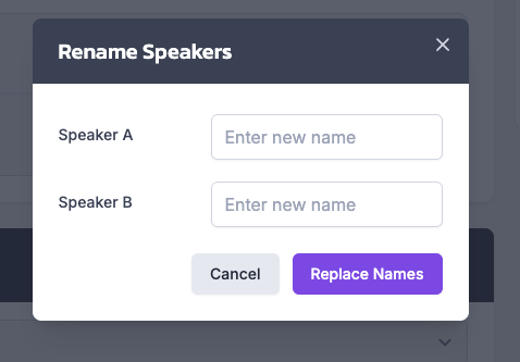 Rename Speakers Modal