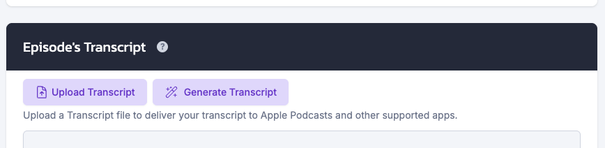 Screenshot showing Upload Transcript button and Generate Transcript Button