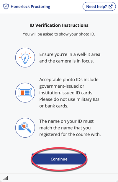 ID verification instructions