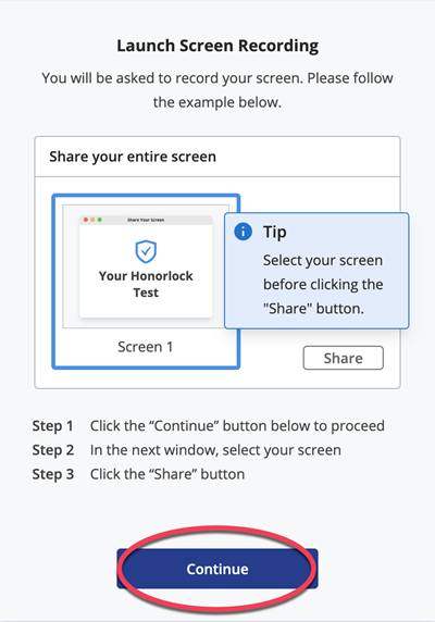 Screen share instructions