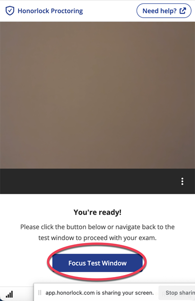 Focus test window button