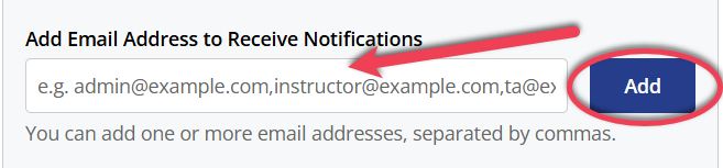 Add email address to receive notifications