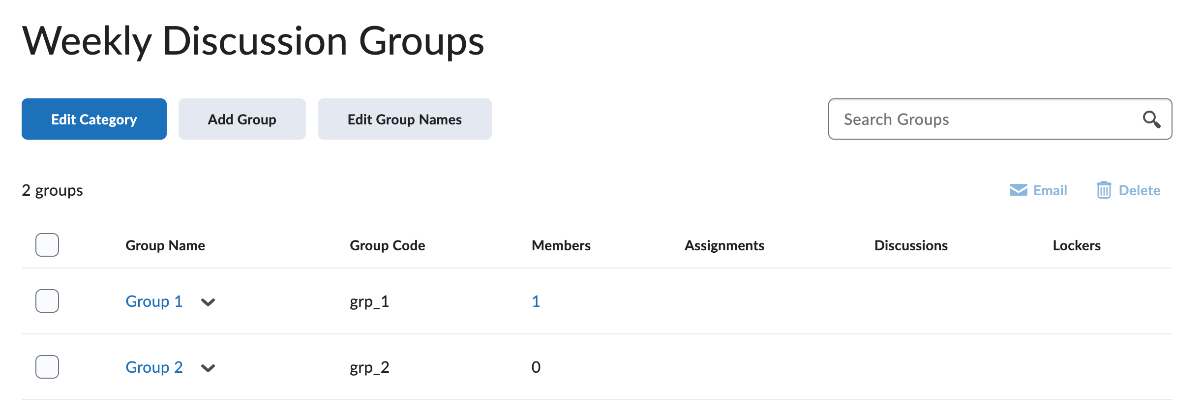 Screenshot of the updated Groups dashboard and the new button to Edit Group Names.