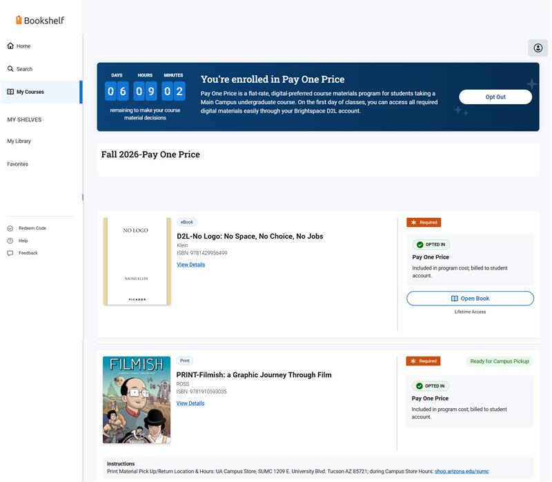 screenshot of pay one price opt out
