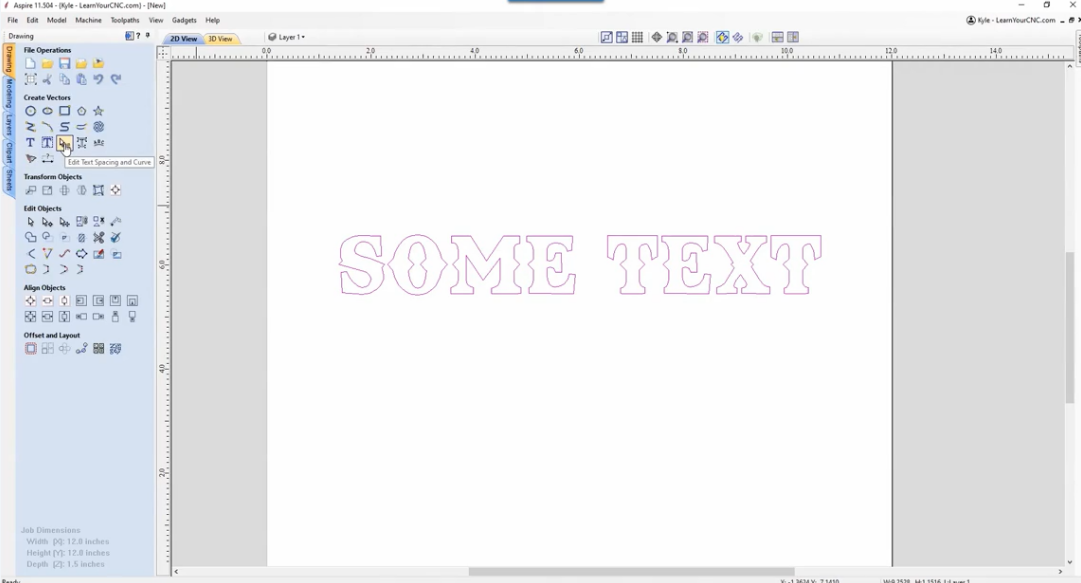 With the edit text spacing feature, can you evenly space the whole word