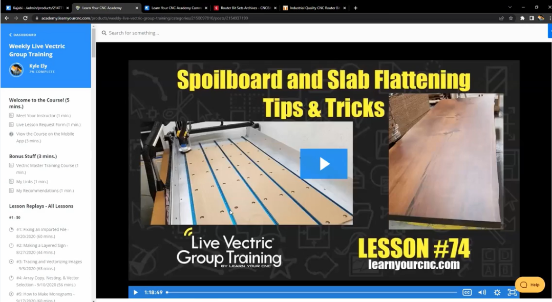 Is there a lesson on surface spoil board set up to ensure the vacuum