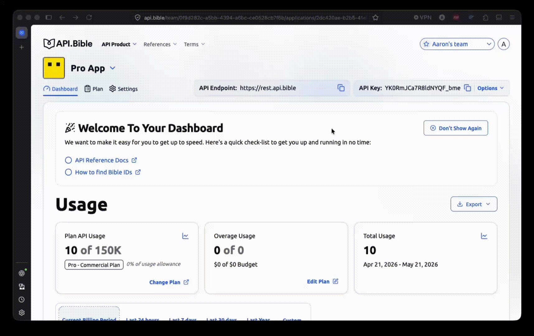 Copy your API Key and visit our API Docs page.