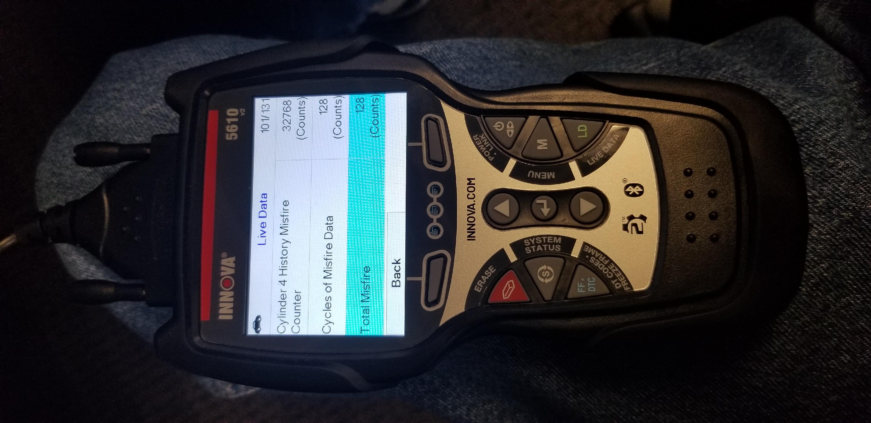 Innova 5610 Misfire Counts in OEM Enhanced Powertrain Live Data