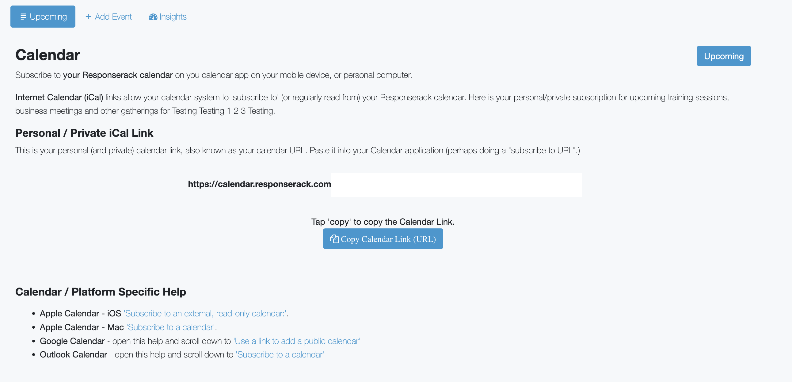 Subscribe To Calendar Responserack Help