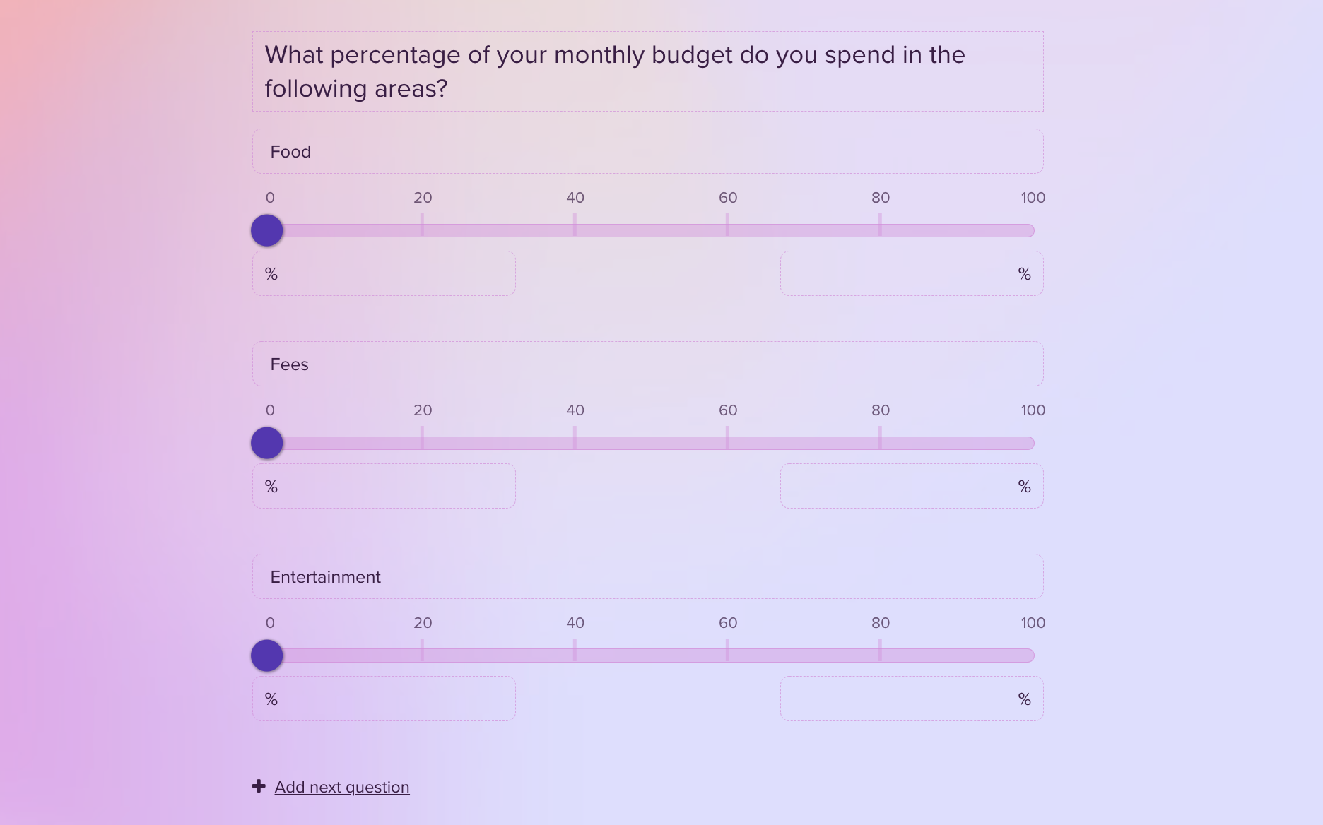 Slider questions Responsly