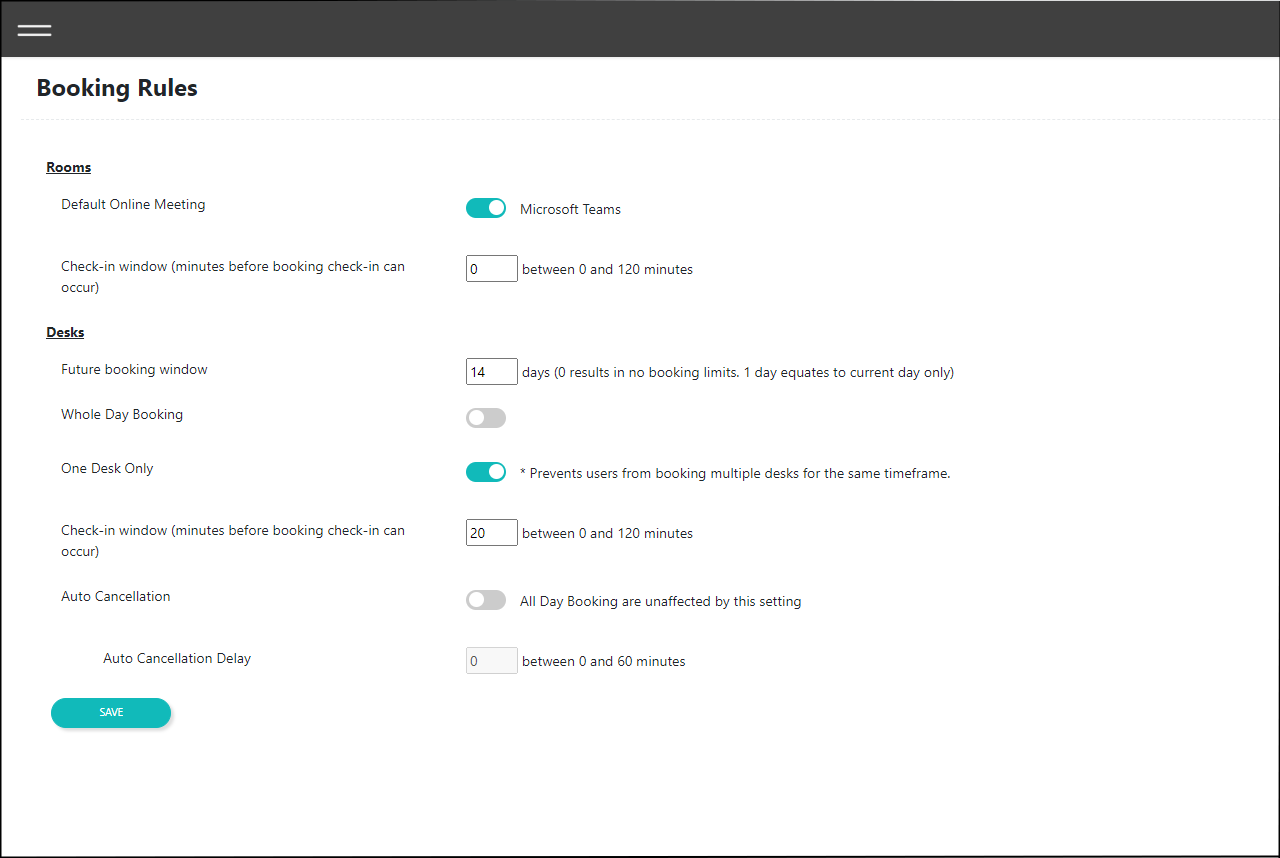 How to setup Booking Rules for Rooms and Desks Space Connect