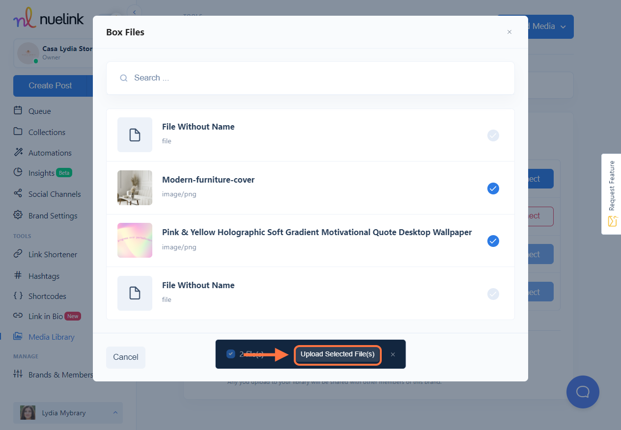 Click on Upload Selected File(s)