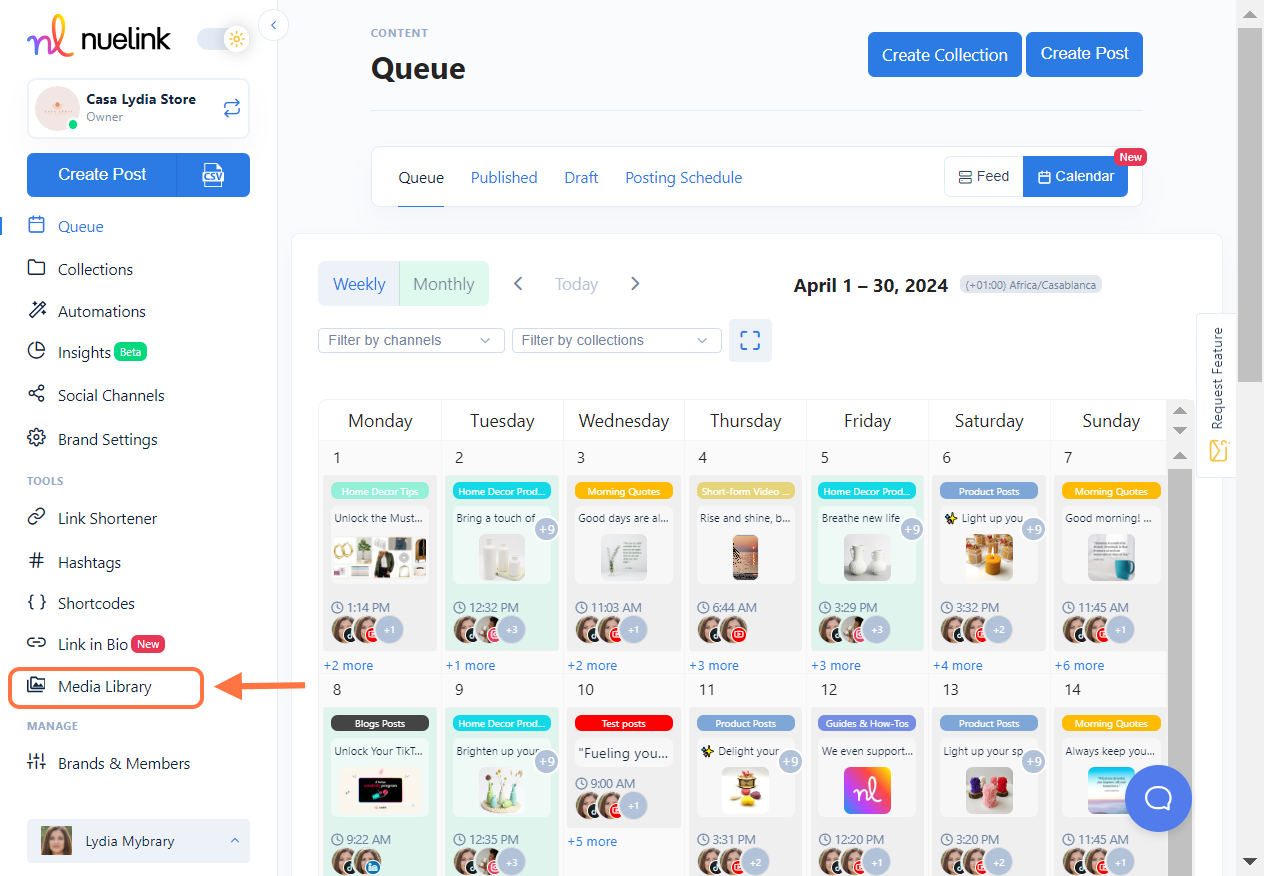 Click on Media Library