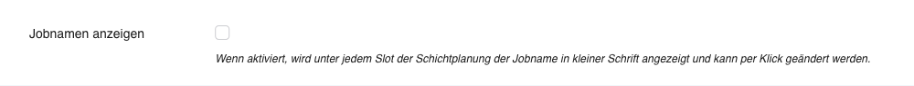 Plan-Einstellungen mit der Option Jobnamen anzeigen