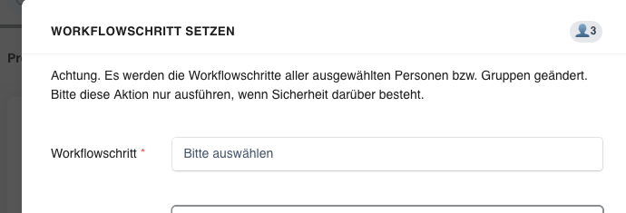 Aktions-Badge mit Anzahl betroffener Einträge