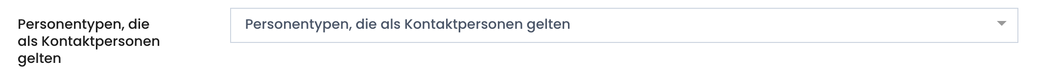 Das Feld „Personentypen, die als Kontaktpersonen gelten“ im Tab Einstellungen zu Personen