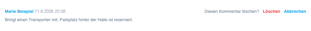 Die Rückfrage Diesen Kommentar löschen? direkt am Kommentar