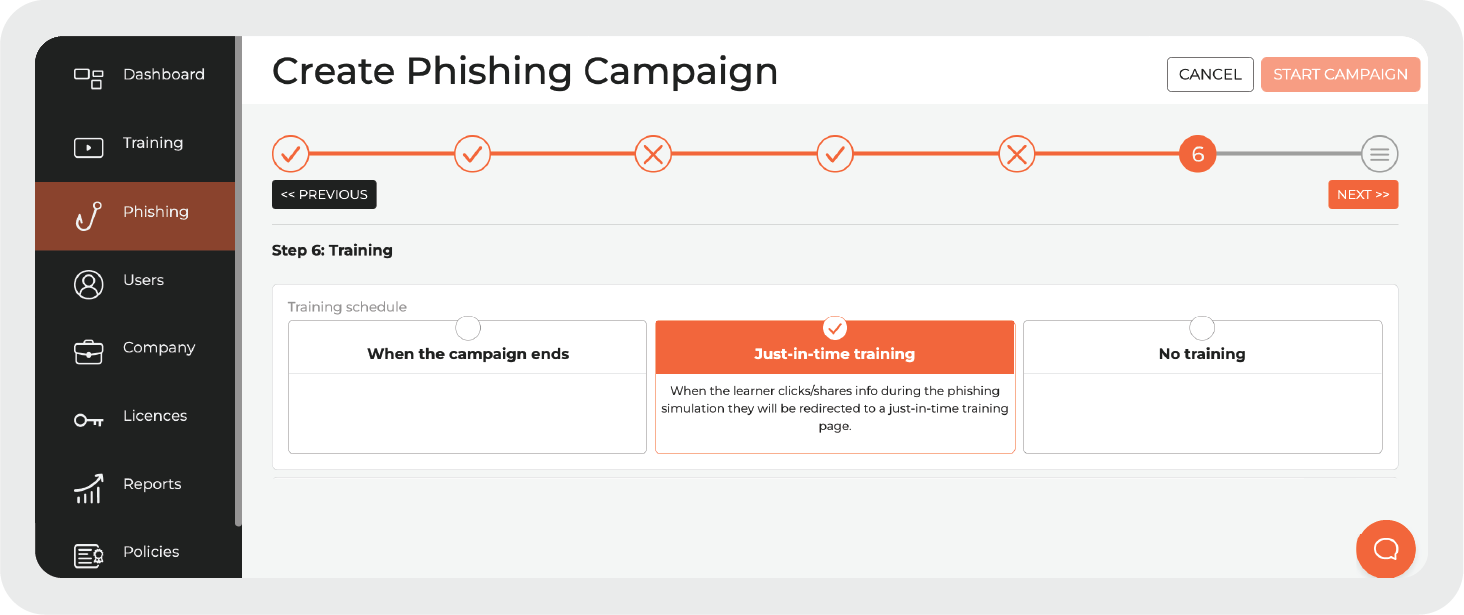 Create a Phishing Campaign - Support Centre