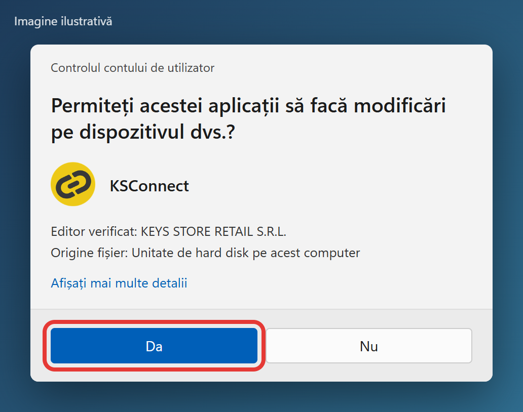 Fereastra Windows de confirmare (imagine ilustrativă)