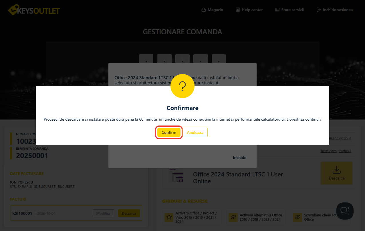 Confirmarea duratei