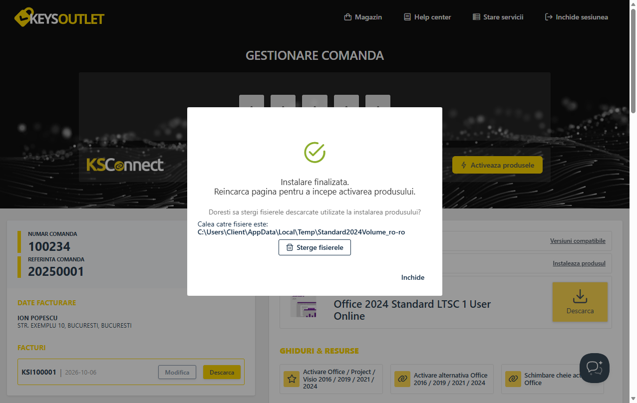 Instalare finalizată