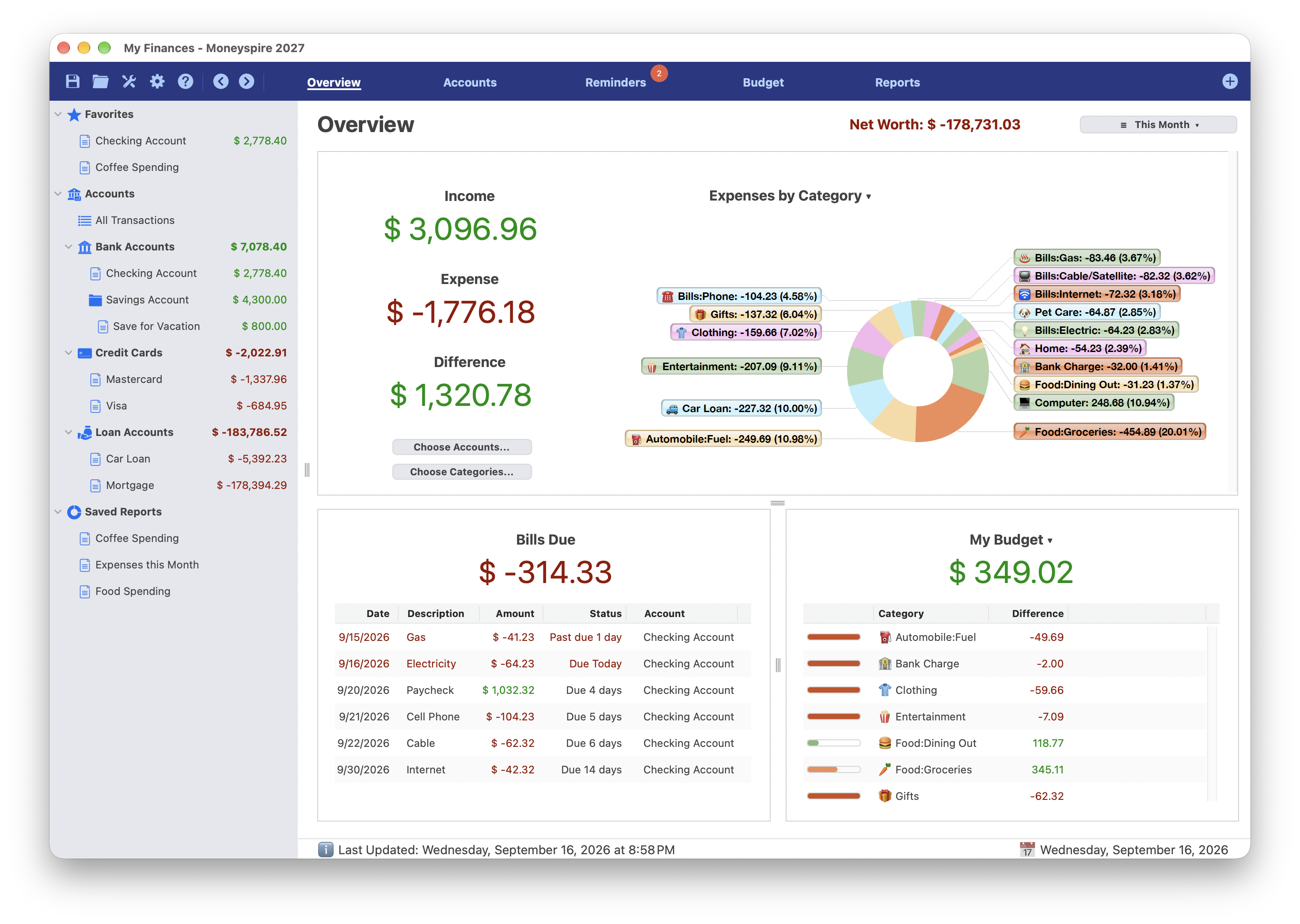 Screenshot of Overview Screen