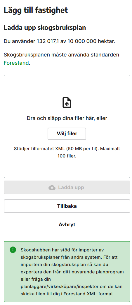 Du kan välja mellan att dra och släppa filen eller klicka på