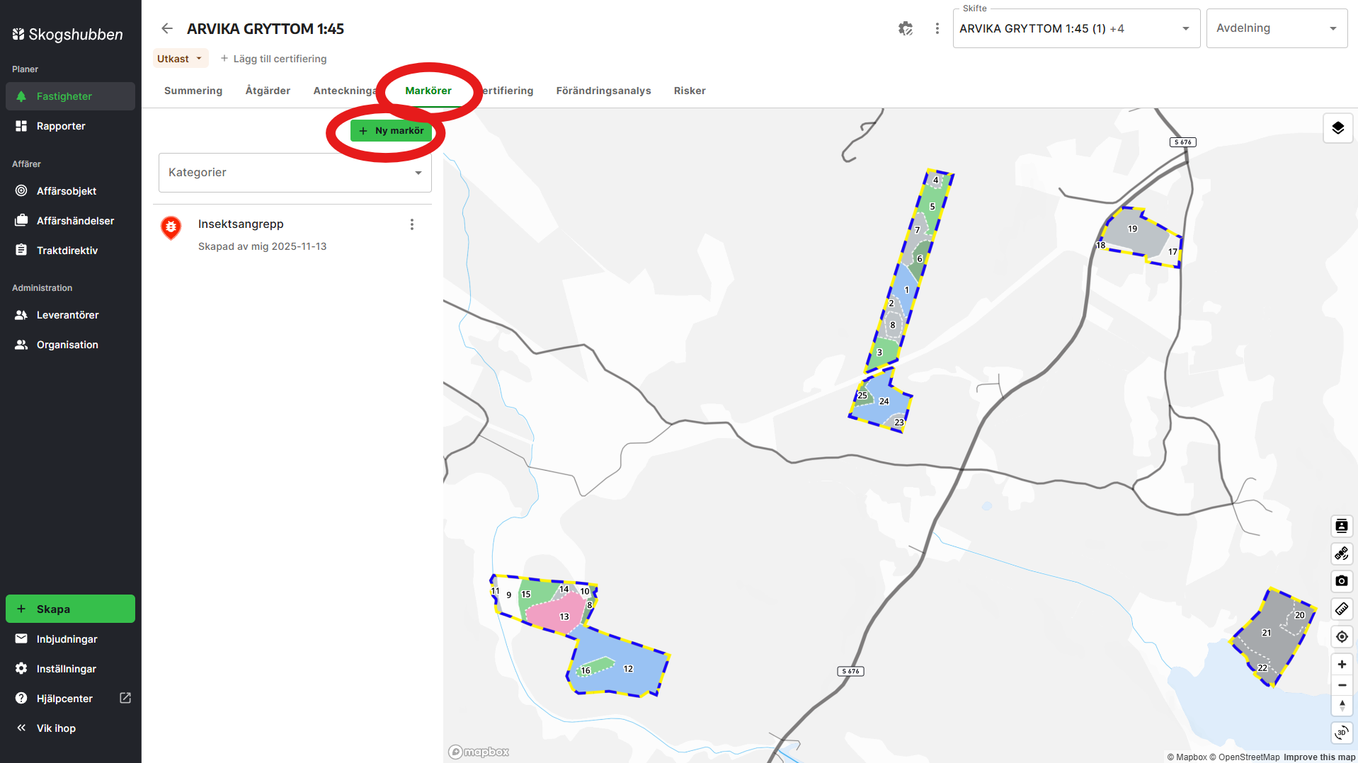 Öppna en fastighet/plan och välj fliken