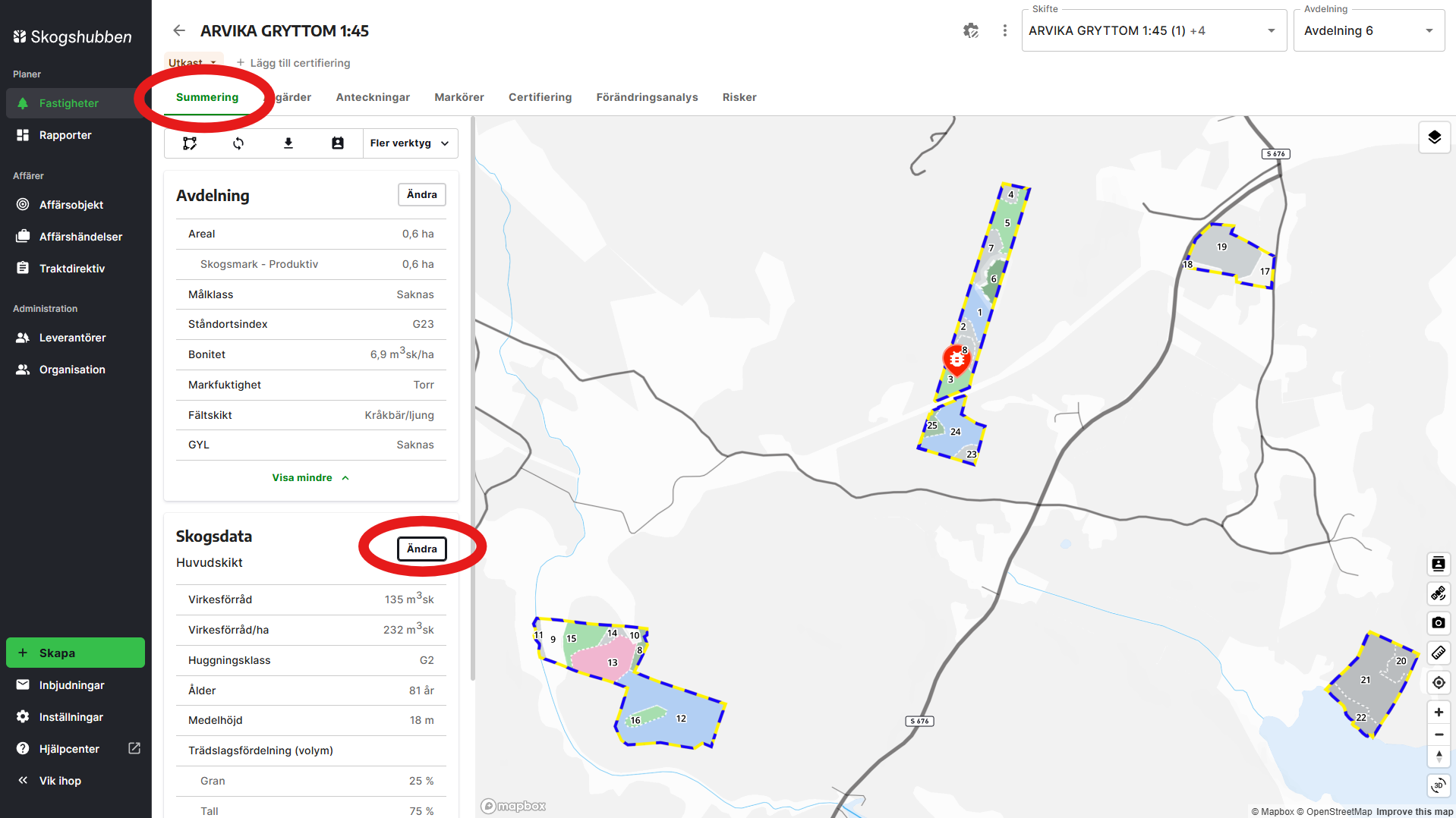 Välj avdelning och klicka på