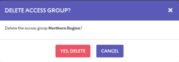 The Delete access group window