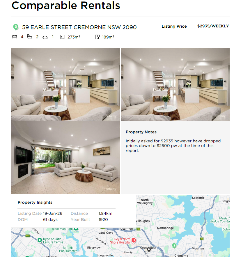 An comparable listing in the rental appraisal report for one of our client